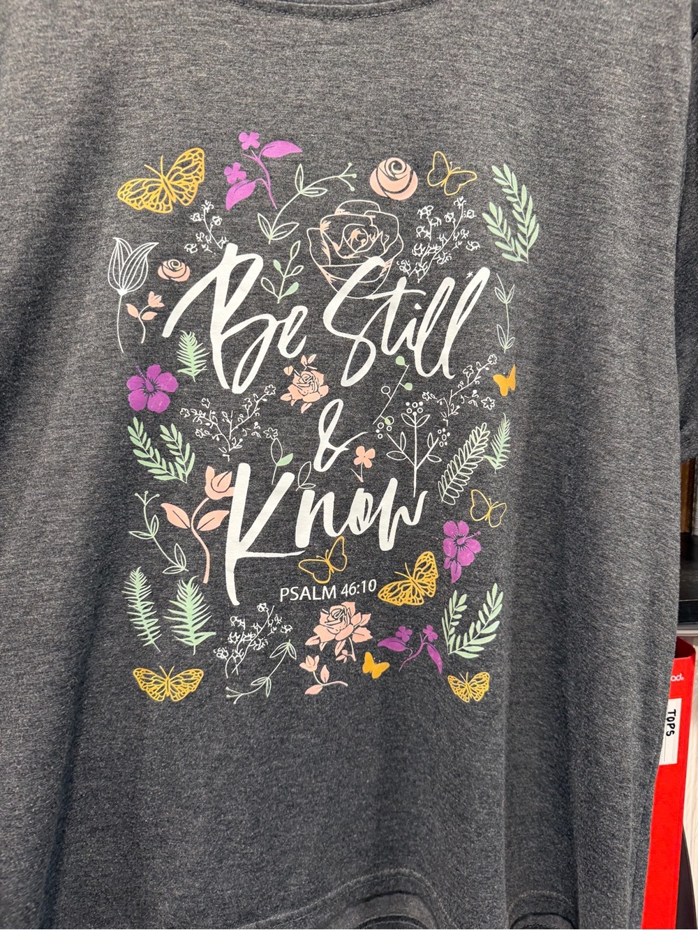 Source Unknown Heather Gray 'Be Still & Know' Floral Graphic Tee